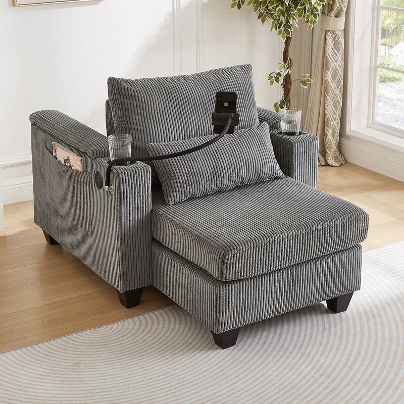 Merax Sofa Bed Corduroy Sleeper Sofa with USB Ports