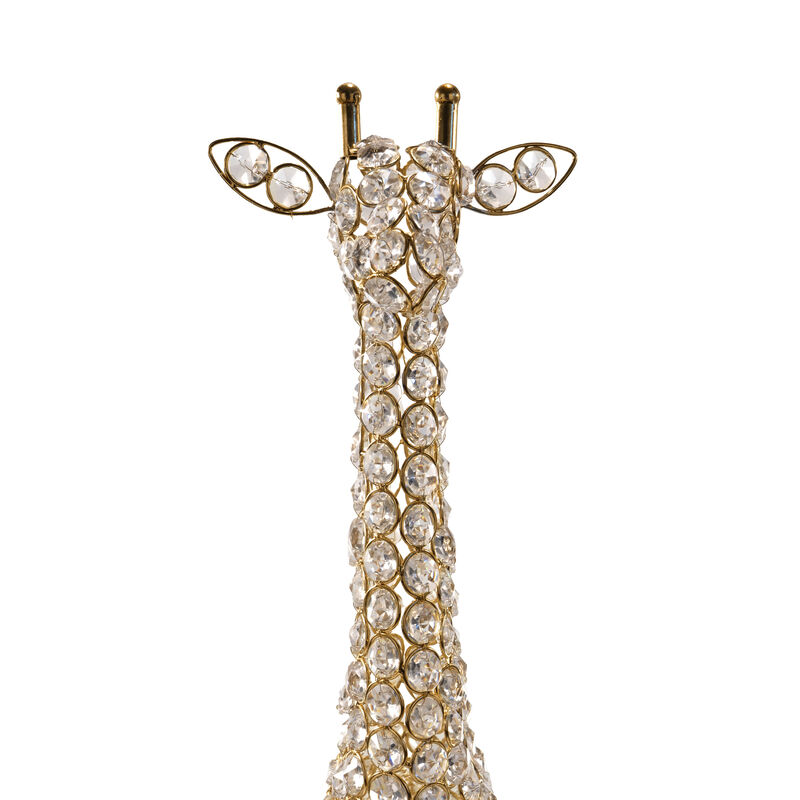 HomeRoots 23" Gold Aluminum And Faux Crystal Giraffe Tabletop Sculpture image number 2