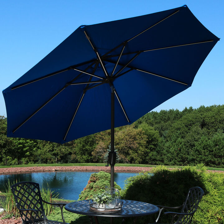 Sunnydaze 9 ft Solar Sunbrella Patio Umbrella with Tilt