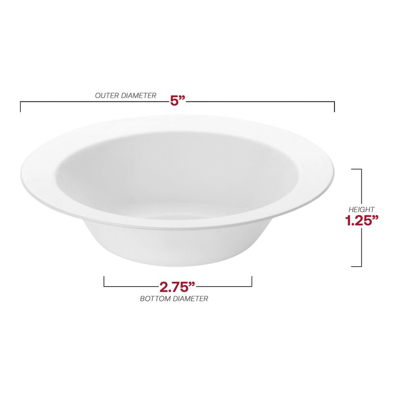 5" Solid White Diamond Rim Round Plastic Dessert Bowls (120 Bowls) image number 4