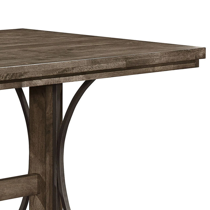 Nancy 71 Inch Counter Height Dining Table, Rectangular Top, Wood, Brown  - Benzara