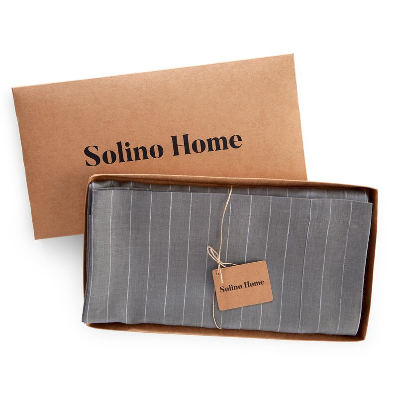 Solino Home 100% Pure Linen Tablecloth - Pinstripe
