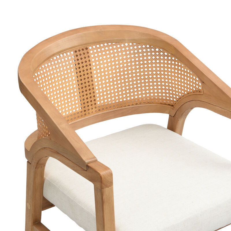 Christopher Knight Home Atrass Rubberwood Upholstered Dining Chair with Cane Designed Curved Back (Set of 2) image number 9