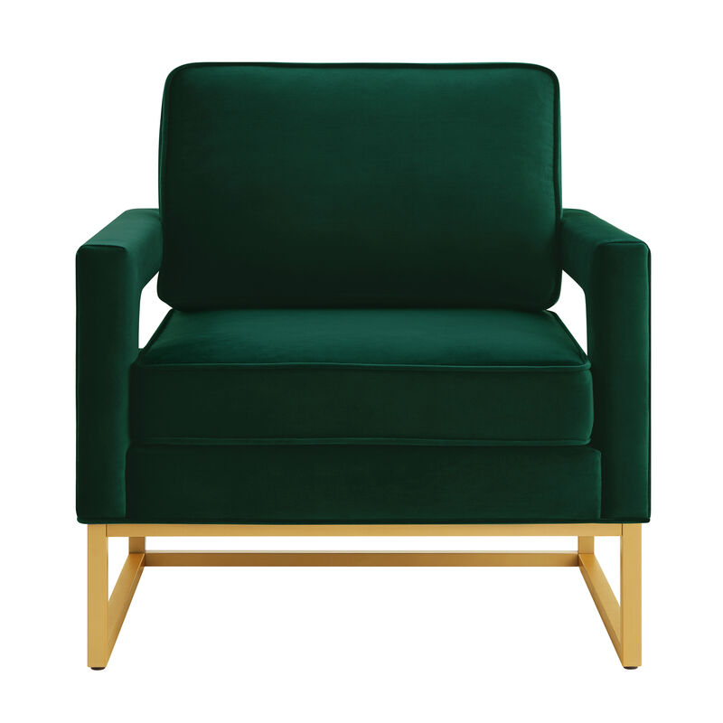 Merax Modern Velvet Accent Chair with Gold Metal Base