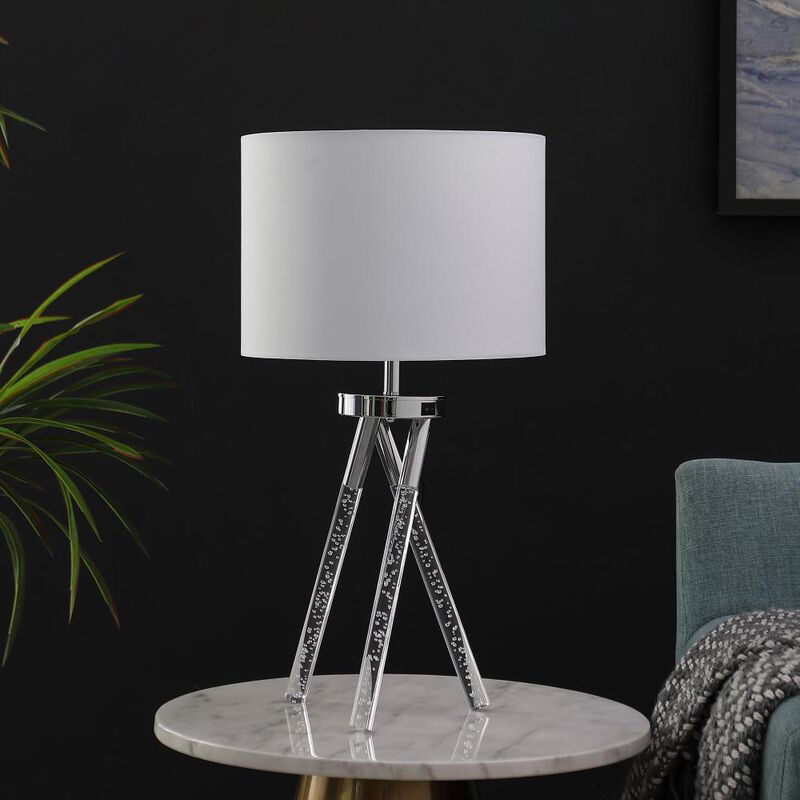 Hivvago 26" Silver and LED Acrylic Tripod Table Lamp With White Shade