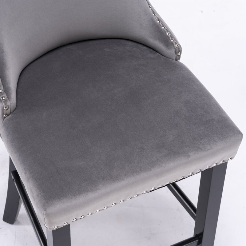 Streamdale Gray Velvet Wingback Bar Stools, Set of 2 image number 8