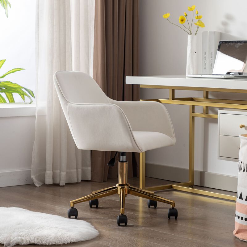 Hivvago 360° Revolving Modern Design Velvet Home and Office Chair with Metal Legs