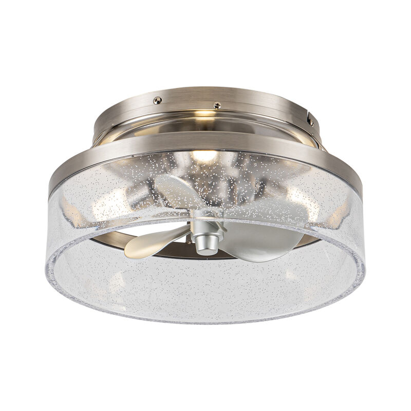 12.6" Small Satin Nickel Flush Mount Ceiling Fan with Light