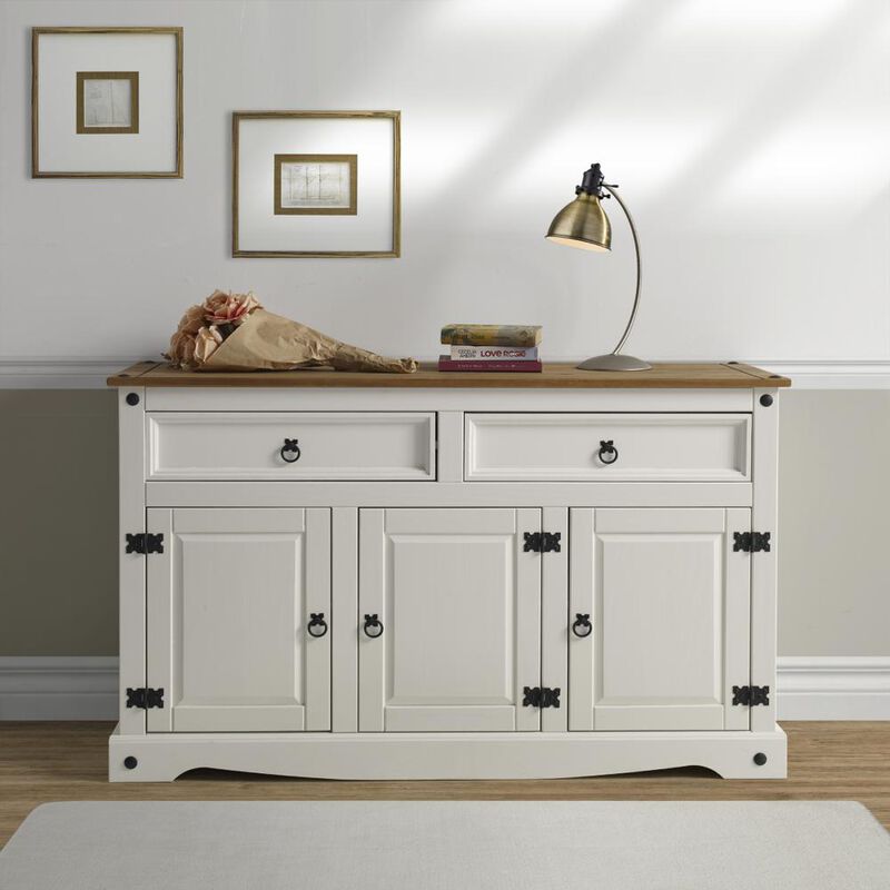 OS Home and Office Furniture Model COW916 Cottage Series Wood Buffet Sideboard in Corona Snow
