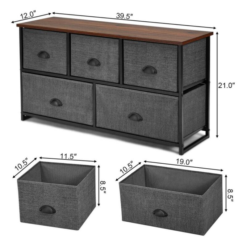 Hivvago Dresser Storage Tower with 5 Foldable Cloth Storage Cubes