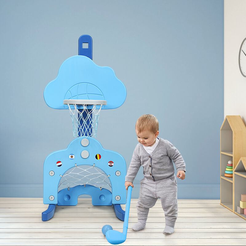 3-in-1 Adjustable Basketball Hoop Set for Kids with Balls, Height Adjustable Indoor Outdoor Playset image number 5