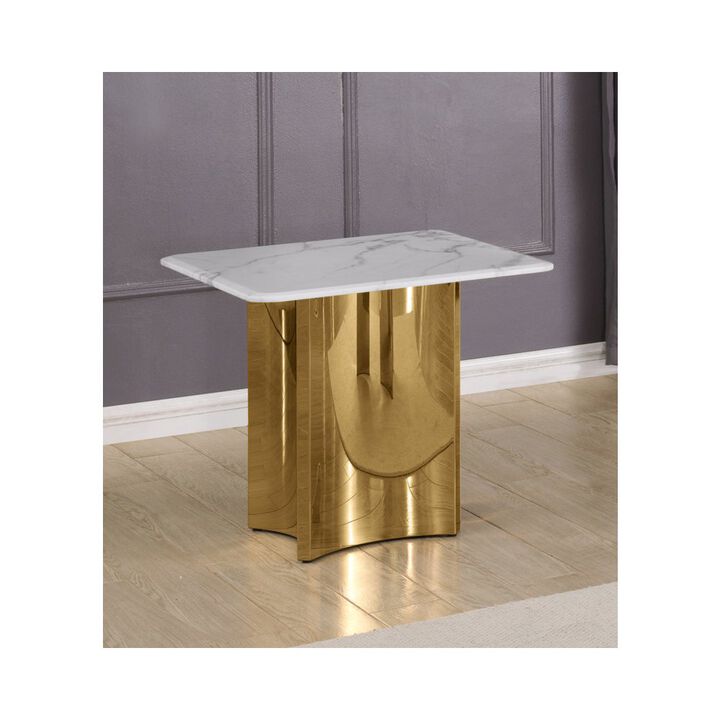 Best Quality Furniture Square White Marble End Table with Base