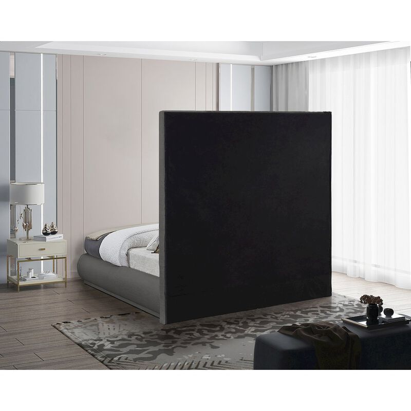 Meridian Furniture Brooke Grey Linen Textured Fabric King Bed