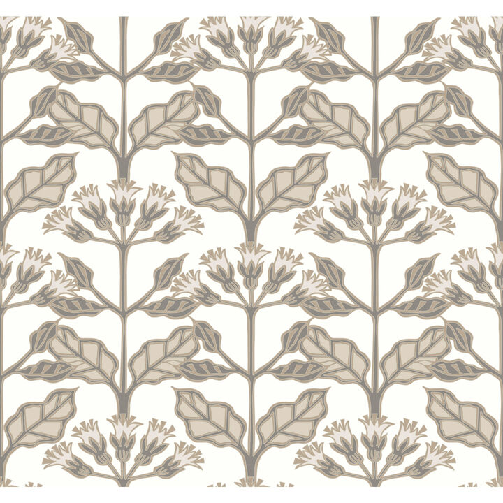 Tracery Blooms White Wallpaper