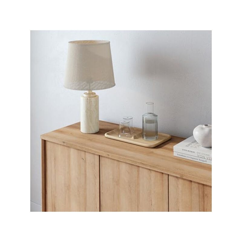 Prepac Finnley Sideboard Cabinet Buffet Natural Oak Engineered Wood with Storage