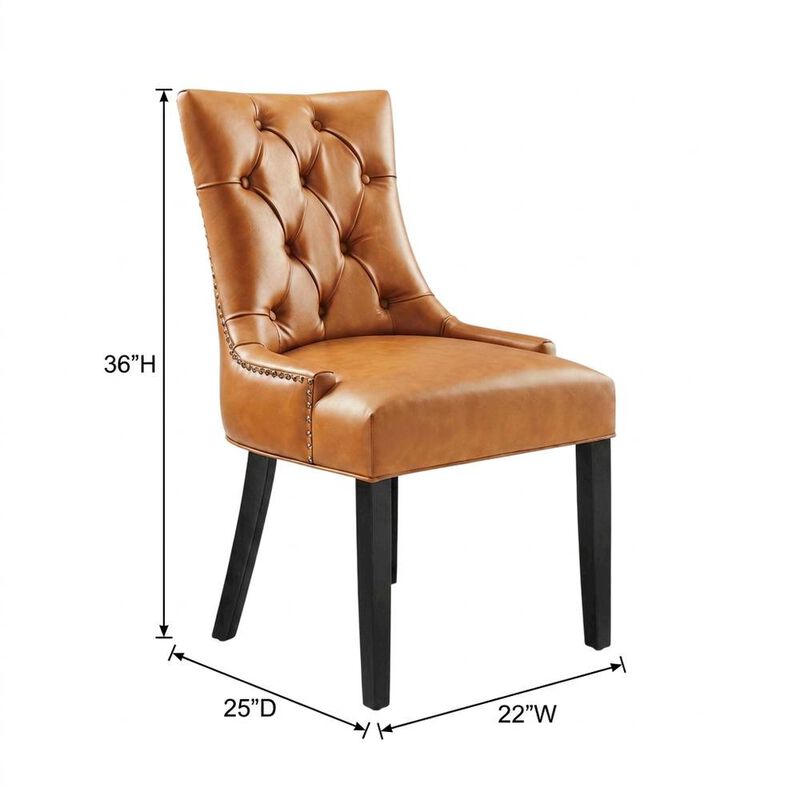 Tufted Vegan Leather Upholstered Dining Chair for Dining Room, Tan image number 2