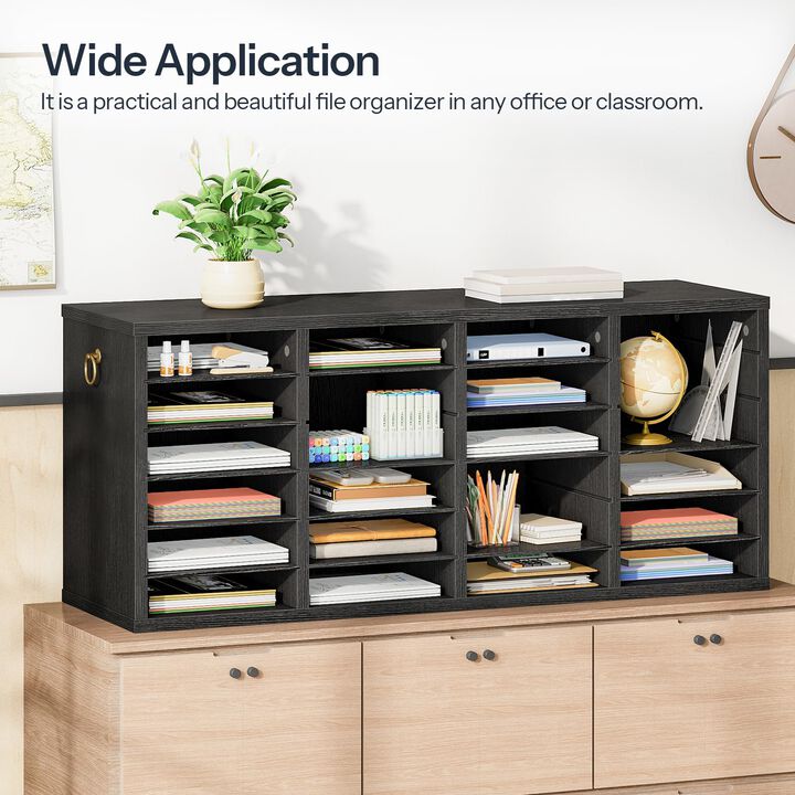 Wooden Document Sorter with 24 Compartments for Office and Classroom Use