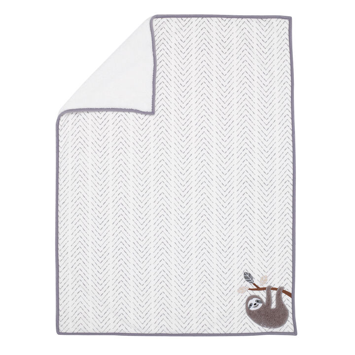 Lambs & Ivy Baby Jungle Gray/White Faux Shearling Sloth Baby Blanket