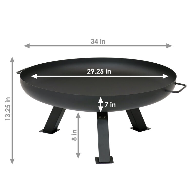 Sunnydaze 29.25 in Rustic Steel Tripod Fire Pit with Protective Cover - Black image number 5
