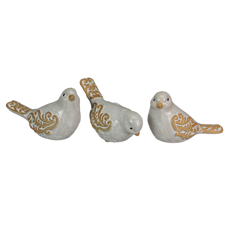 5 Inch Ceramic Bird Figurine Farmhouse Art Home Decor Shelf Sculpture Set of 3 image number 0