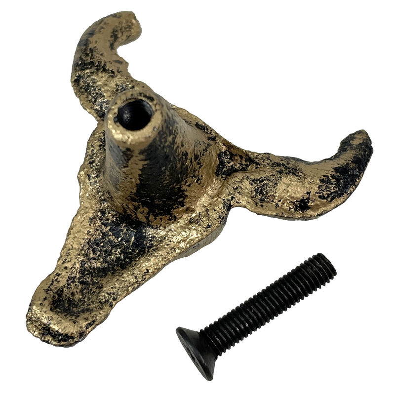 Set of 6 Gold Cast Iron Steer Skull Drawer Pulls - Western Home Decor Cabinet Knobs - 2 Inches High - Easy Install - Great For Dressers and Cupboards image number 5