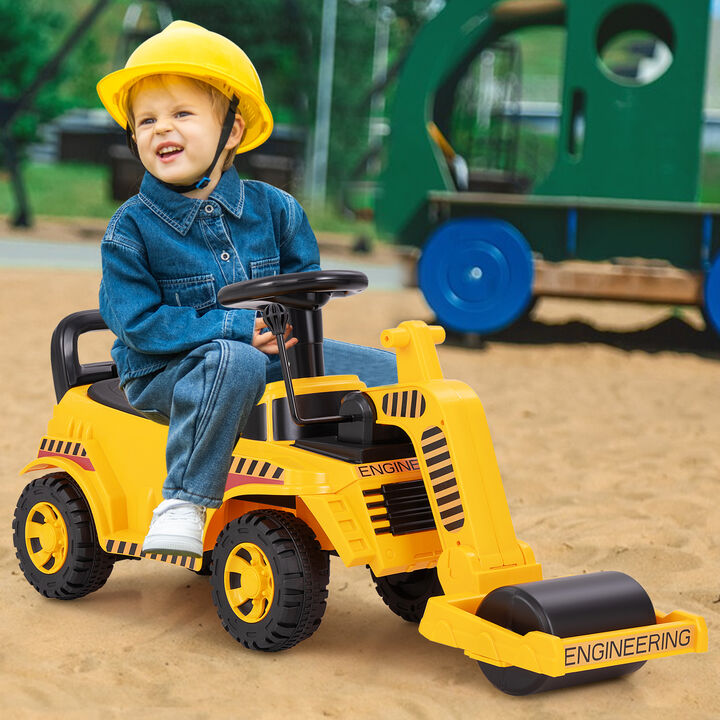 Toddler Ride On Toy Car with Storage Compartment and Adjustable Roller