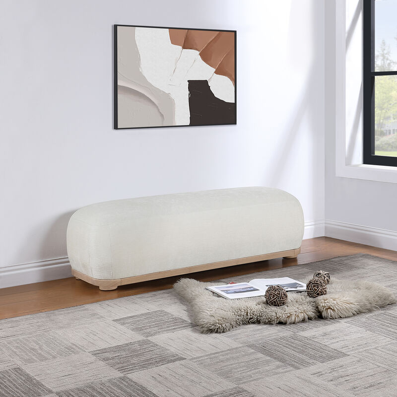 Meridian Furniture Calum Cream Chenille Fabric Bench