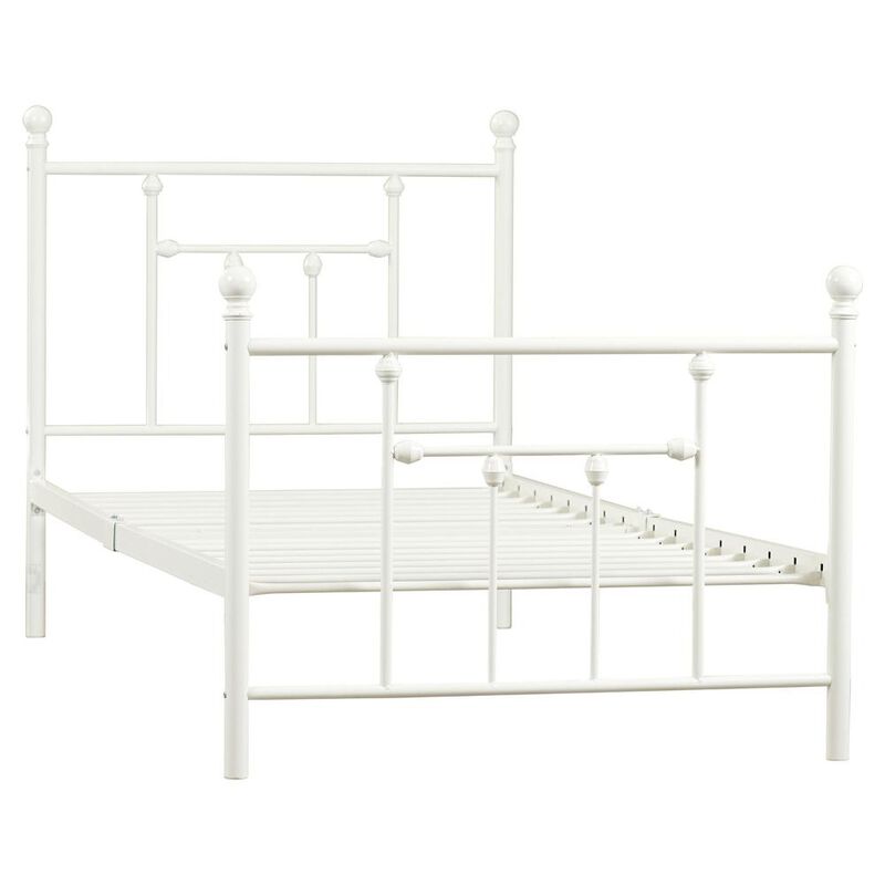 White Metal Platform Bed Frame with Headboard and Footboard