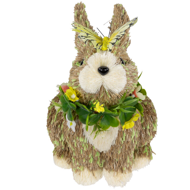 Easter Bunny with Butterfly Straw Figurine - 8"