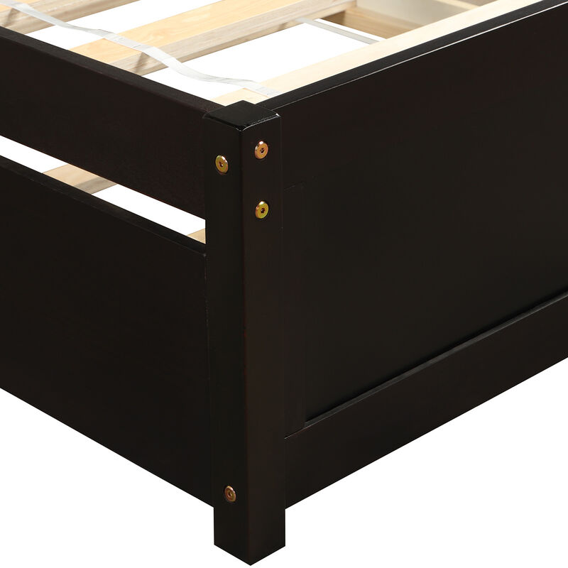 Whisen Elegant Design Twin size Platform Bed with Trundle - Gray