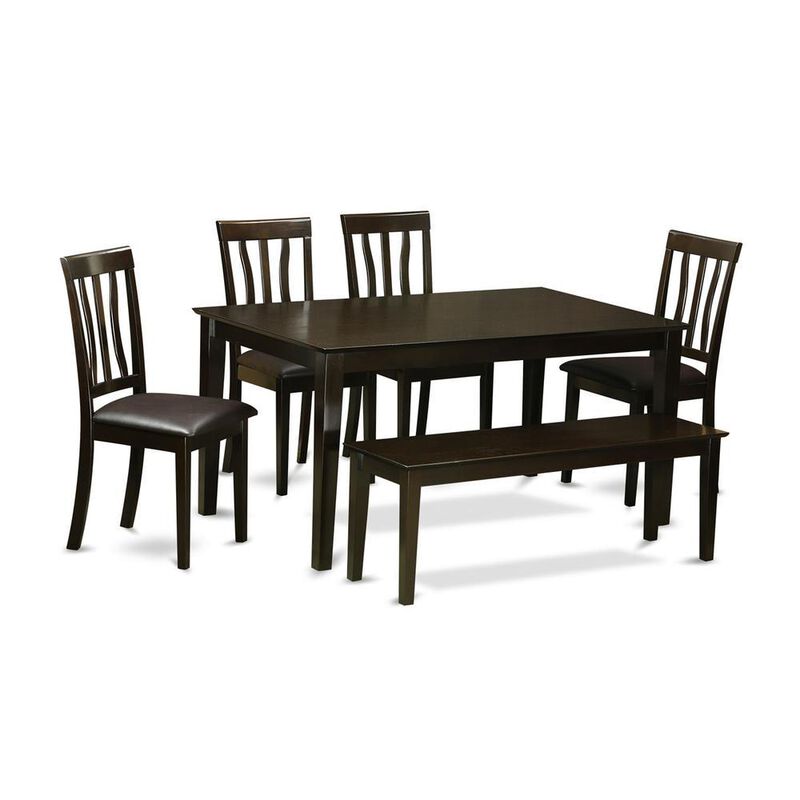 6 Pc Dining Table with bench set- Dining Table with4 Dining Chairs and bench