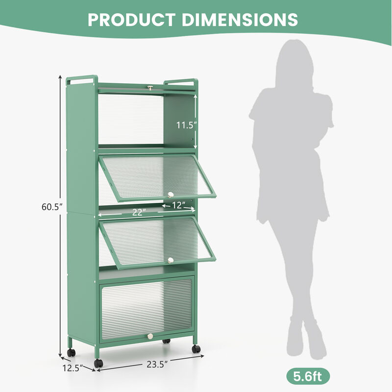 5-Tier Kitchen Baker’s Rack with Flip-Up PC Doors and Open Storage Shelves