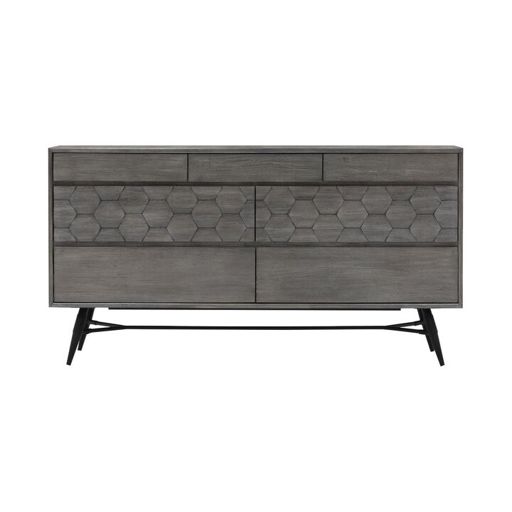 6 Drawer Dresser in Gray Acacia Wood