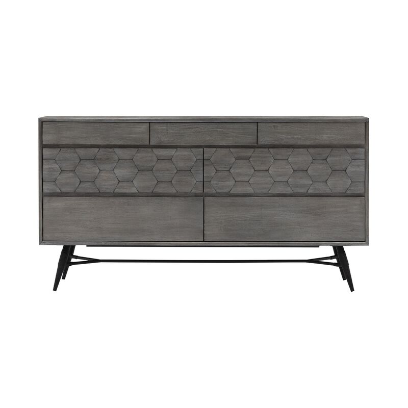 6 Drawer Dresser in Gray Acacia Wood image number 0