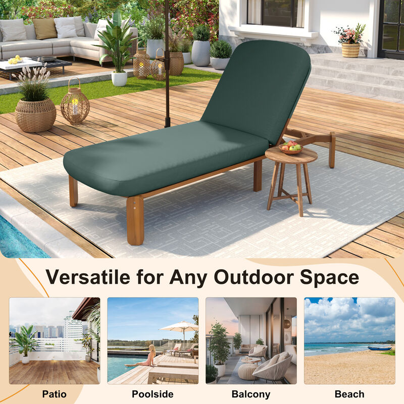 Merax Acacia Wood Adjustable Outdoor Chaise Lounge with Thick UV-Resistant Cushion image number 5