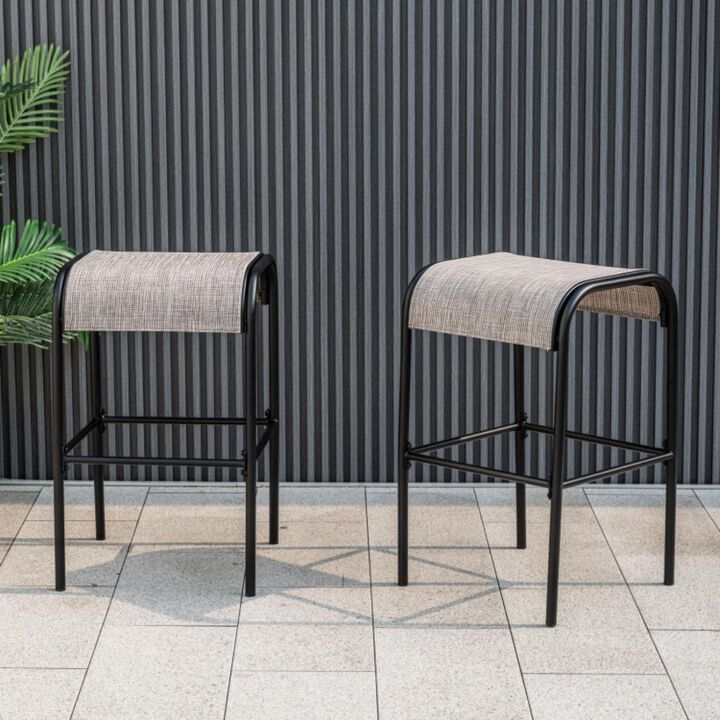 Hivvago Set of 2/4 Patio Metal Bar Stools with Curved Fabric Seat