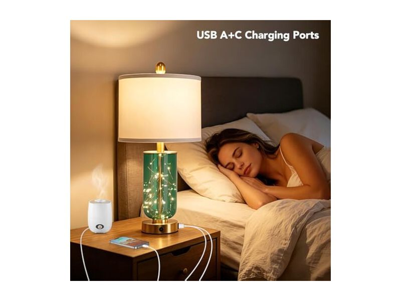 Modern Glass Table Lamps Set Of 2 For Living Room Bedroom Nightstand image number 3