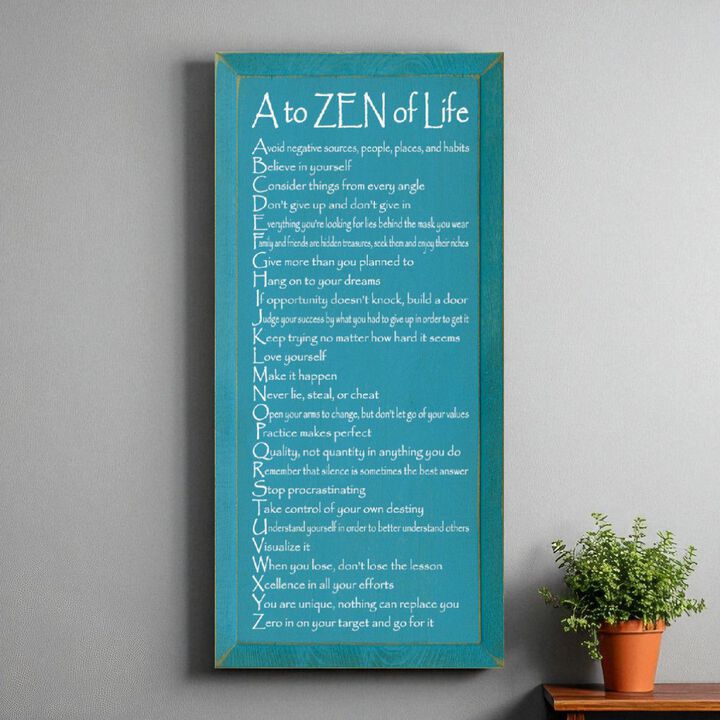 A to ZEN of Life Funny Zen Quote Wooden Wall Sign