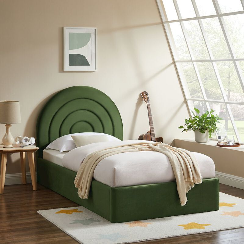 Solana Arched Performance Velvet Twin Platform Bed image number 7