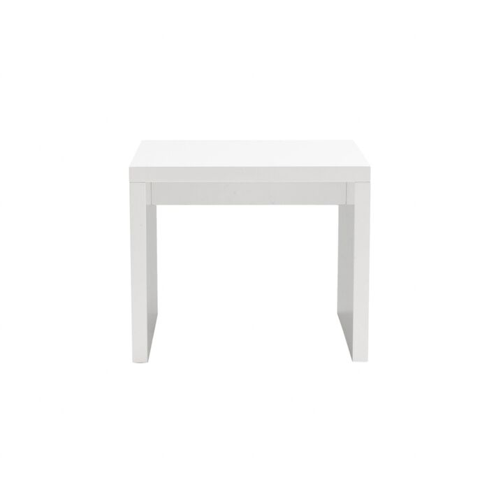Homezia 23.63" X 23.63" X 20.08" High Gloss White Lacquered Mdf Square Side Table