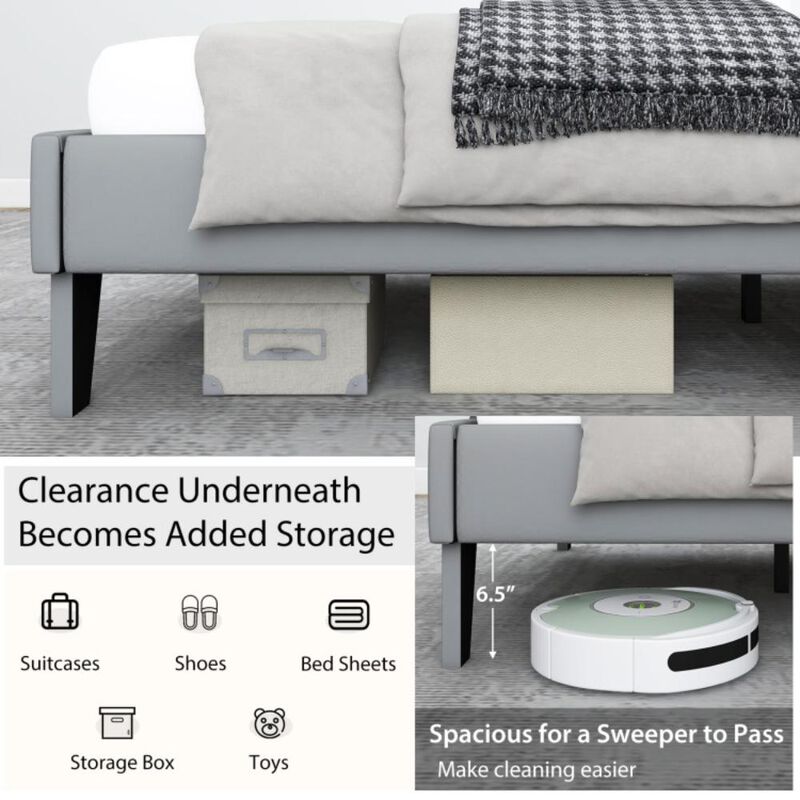 Hivvago Velvet Upholstered Bed Frame with High Headboard image number 4