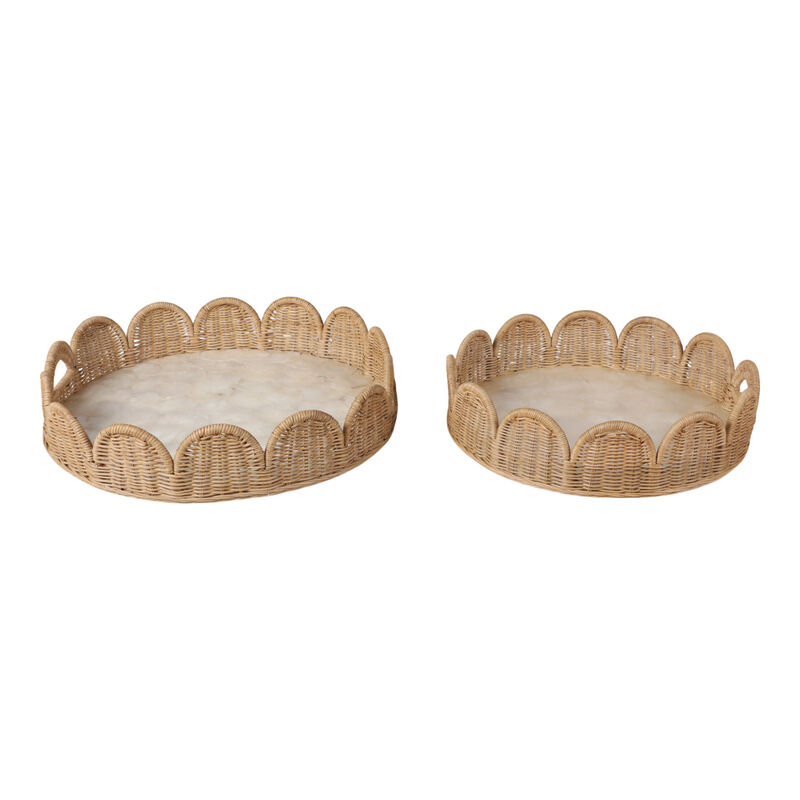 S/2 Capiz Woven Scallop Tray image number 2