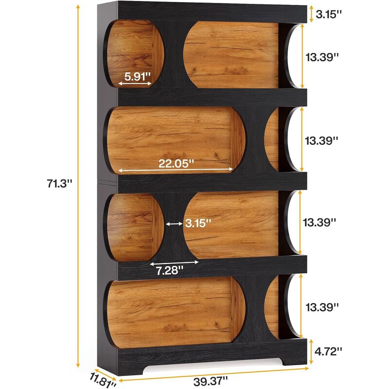 Tribesigns 71" Bookshelf, 4-Tier S-Shaped Bookcase image number 4