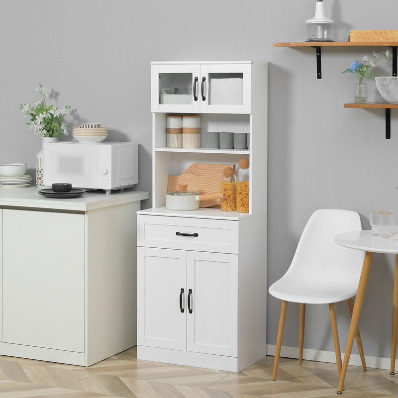 Hivvago 4-Door Buffet Cabinet with Hutch and Adjustable Shelves image number 1