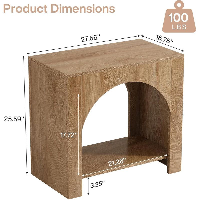 27" End Table, 2-Tier Square Side Table image number 5