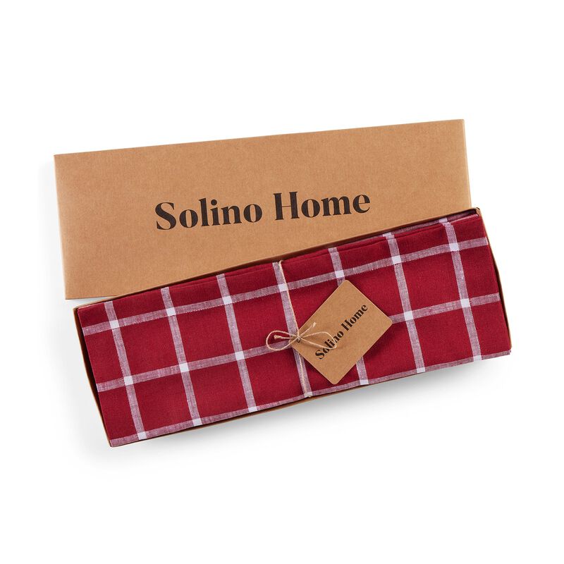 Solino Home Windowpane 100% Linen Placemats &ndash; Set of 4, 14 x 19 in, Machine Washable, Holiday and Everyday Dining