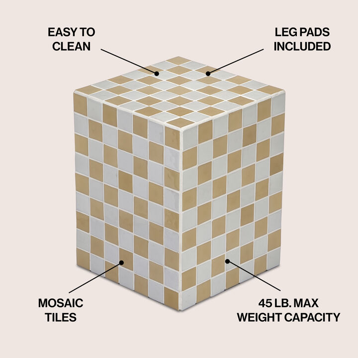 Callista Modern Bohemian Ceramic Tiled Rectangle End Table