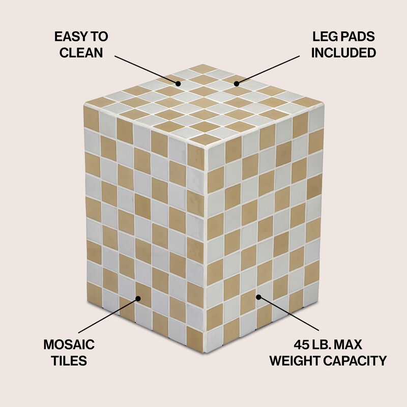 Callista Modern Bohemian Ceramic Tiled Rectangle End Table