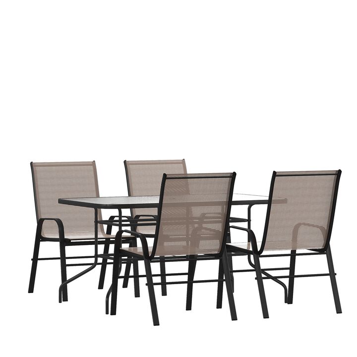 Flash Furniture 4 Flex Comfort Stack Chairs, 5 Piece Set, Brown