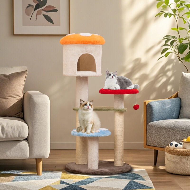 Cute Cat Tree with Mushroom Design, Top Condo & Durable Sisal Scratching Areas